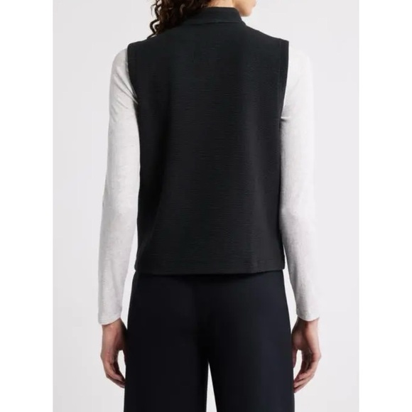 EILEEN FISHER Organic Cotton Blend Vest in Black Size L - Picture 2 of 9